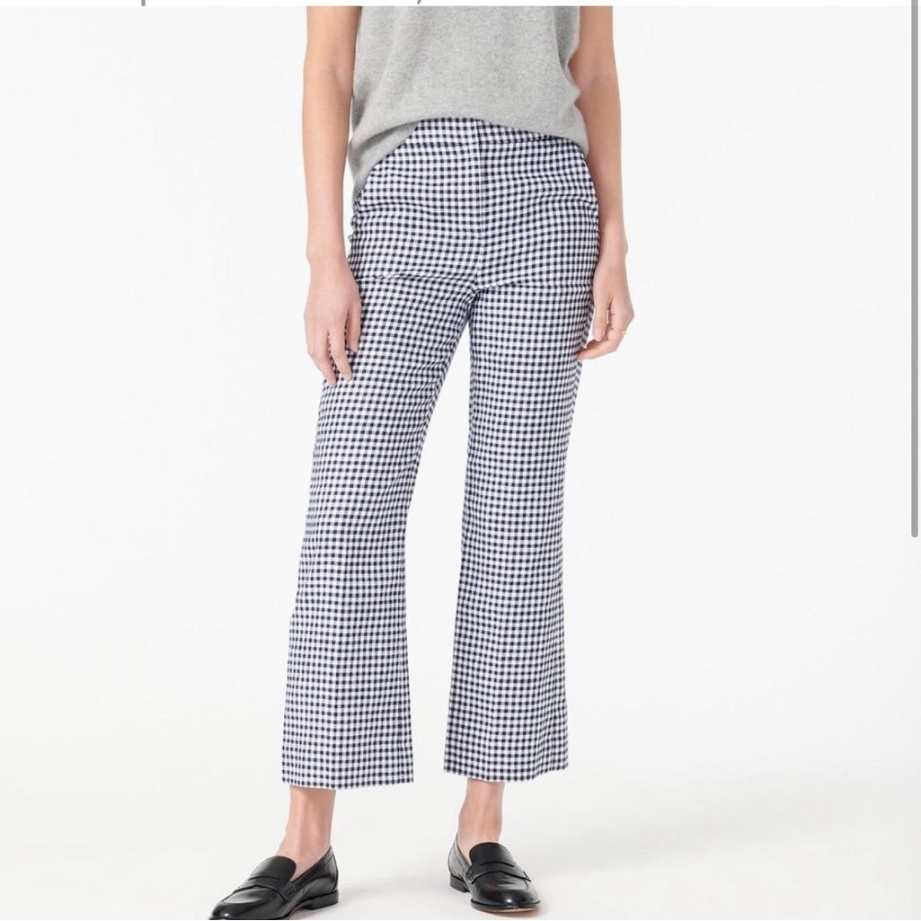 J Crew Hayden Pant In Gingham Stretch Linen Aw946